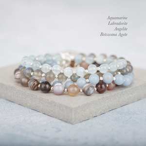 Bracelet aigue-marine en argent sterling 925 pour la gorge Chakra Guérison Lapis Lazuli Gemstone <span class=keywords><strong>Angelite</strong></span> - Product Image 1