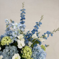 Boule de fleurs artificielles réalistes DKB, artisanat fait main, 50 cm, bleu vert, centre de table floral avec vignes suspendues