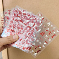 Lot de 12 autocollants laser dorés pour ongles, motif cœur d'amour, Saint-Valentin, couple, chat, nœud, manucure, sliders pour ongles, fournitures pour ongles
