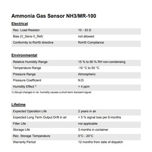 เซ็นเซอร์ก๊าซแอมโมเนีย Membrapor NH3MR100 ความแม่นยำสูง ตัวเรือนขนาดเล็กแบบอิเล็กโทรเคมีสำหรับเครื่องตรวจจับแบบพกพา - Product Image 2