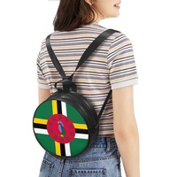 Sac à main rond en PU avec drapeau de la Dominique pour femme, sac à dos multifonctionnel pour voyage en plein air