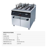 Cuisinière à pâtes au gaz naturel JUSTA, armoire de cuisson commerciale en acier inoxydable, machine à cuire les nouilles pour la restauration et les restaurants