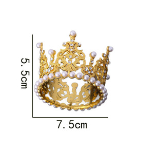 Mini alliage d'or perle couronne fleur décoration couronne gâteau accessoires mariage gâteau décoration bouquet gâteau topper couronne - Product Image 5