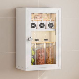 Armoire avec poignée 2 niveaux pot à <span class=keywords><strong>épices</strong></span> organisateur cuisine mural anti-poussière 2 portes bouteille d'huile assaisonnement support de stockage - Product Image 2