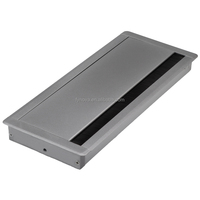 Passe-câbles de bureau en alliage d'aluminium noir avec couvercle rabattable pour bureau, salle de réunion, gestion des câbles