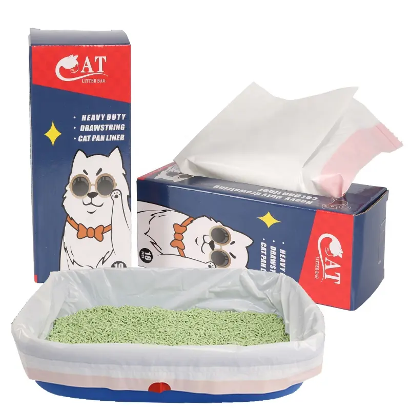 Custom Trekkoord Kat Wegwerp Kattenbakvulling Tas, Kattenbak Gevoerd Met Afval Tas