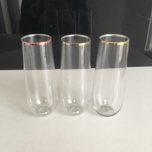 Flûtes à Champagne transparentes, verre à vin en plastique sans tiges, avec bord en or Rose/jante en or résistant aux chocs - Product Image 4