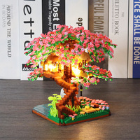Ensemble de jouets d'architecture DIY Gare de Sakura 609 Miniature Blocs de construction à petites particules Maison dans les arbres romantique Cadeau pour adultes