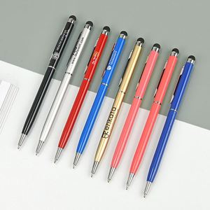 Slim Aluminum Sports Logo for Stylus Ballpoint 1.0Mm Writing Width Soft Rubber Touch Screen Metal Twist Promotional Ball <b>Pen</b> - Product Image 3