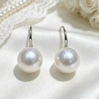 Boucles d'oreilles pendantes en perles d'eau douce Edison de 10-11 mm à fort lustre, avec crochet en argent sterling S925 plaqué rhodium