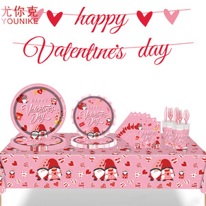 Assiettes en papier pour la Saint-Valentin, motif gnome, rondes, impression numérique, 40-60 pièces, vaisselle de fête écologique - Product Image 5