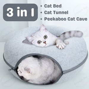 Caverne détachable pour chat Donut <span class=keywords><strong>Cat</strong></span> Tunnel Bed Felt <span class=keywords><strong>Peekaboo</strong></span> <span class=keywords><strong>Cat</strong></span> <span class=keywords><strong>Cave</strong></span> pour chats d'intérieur - Product Image 2