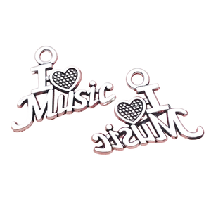 Pendentifs d'instruments de musique en argent antique Symboles de musique vintage DIY Bracelet Porte-clés Accessoires <span class=keywords><strong>Instrument</strong></span> de musique en alliage - Product Image 4