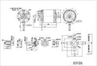 Motor sin Escobillas Sunnysky X3126 III 550KV 6S 800KV 3-4S para Dron de Ala Fija 3D 3A de Máxima Potencia