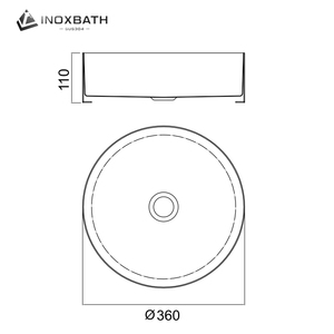 Lavabo Moderno para Baño, Lavabo Sobre Encimera, Redondo de 360 mm, Lavabo Decorativo con Certificación CUPC - Product Image 4
