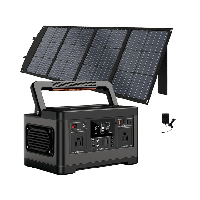 Outdoor Camping Portable Power Station 600W 100W Solar Panel MPPT Flashlight Car Charging-Battery Storage Backup Energy System