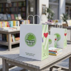 Bolsa de Papel de Embalaje de Lujo Directo de Fábrica con Logotipo Personalizado para Libros, Ecológica, Pequeña, para Panadería, Kraft Marrón - Product Image 4