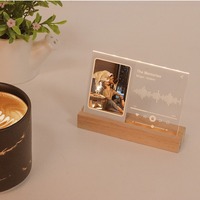 Cadre photo transparent en acrylique avec éclairage LED 3 pouces, mini cadre pour présentoir lumineux simple, design moderne pour anniversaire, bureau