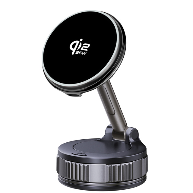 25W Fast Charging Wireless Car Dashboard Phone Mount Charger with Vacuum Suction Cup Magnetic Phone Holder for iPhone Android