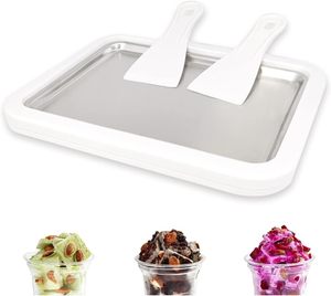 Eco-Friendly Bamboo Manual Stainless Steel Instant Rolled Ice <b>Cream</b> <b>Maker</b> with 4 Bowls Cold Plate for Frozen Yogurt - Product Image 1