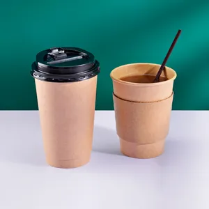 Gıda sınıfı çift duvar kalın kahve kağıt bardak özel Logo ve baskı çevre dostu sıcak dolum içecek ambalaj