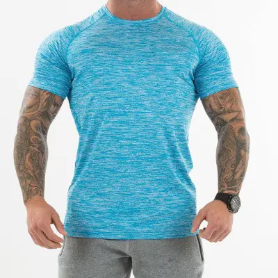 Venta al por mayor de secado rápido gimnasio Plus tamaño 95% poliéster 5% Spandex deporte T camisa para los hombres