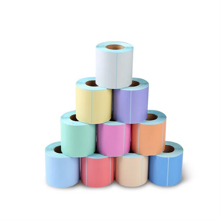 Hot sale color Custom Self Adhesive Square Direct Thermal Sticker Label Round Thermal Label Roll Compatible sticker label paper