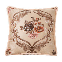 Housse de coussin jacquard vintage brodée florale pour canapé, décoration intérieure, style rétro européen classique