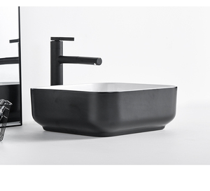 KD-02CBC <span class=keywords><strong>Lavabo</strong></span> da Appoggio in Ceramica di Alta Qualità, Design Bianco e Nero, Stile Moderno per Hotel di Lusso - Product Image 4