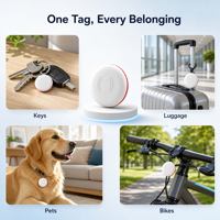 Traceur de bagages intelligent compatible avec Find My et Find Hub, localisateur d'objets Wi-Fi pour clés, sacs à dos, portefeuilles, animaux de compagnie, étanche