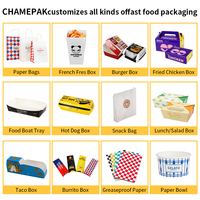 Boîte à lunch personnalisée avec logo pour sandwichs, pop-corn, hot-dogs, poulet frit, hamburgers, impression de boîtes de restauration rapide, emballage de marque