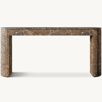Table console moderne de luxe personnalisée KUMUSI, finition marbre Dark_Emperado, élégante et étroite, pour salon