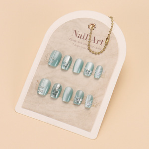 Handmade Wearable <b>Nails</b> Cat Eye Rhinestones Pearl Tips Xiaohongshu Hot Short Style 30 Pieces Fake <b>Nail</b> Stickers Detachable - Product Image 6