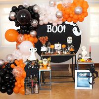 Kit d'arche de ballons d'Halloween orange et noir en gros, kit de guirlande de ballons en latex avec confettis citrouille, crâne, araignée, fournitures de fête pour les fêtes