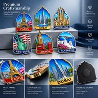 Aimant de réfrigérateur souvenir de ville avec motif de monument imprimé pour cadeaux touristiques, vente au détail, musées, boutiques et programmes événementiels