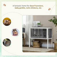 Cage surélevée en bois pour hamster, nichoir pour petits animaux avec grand panneau de vue avant, cachette intégrée, support surélevé pour habitat animalier