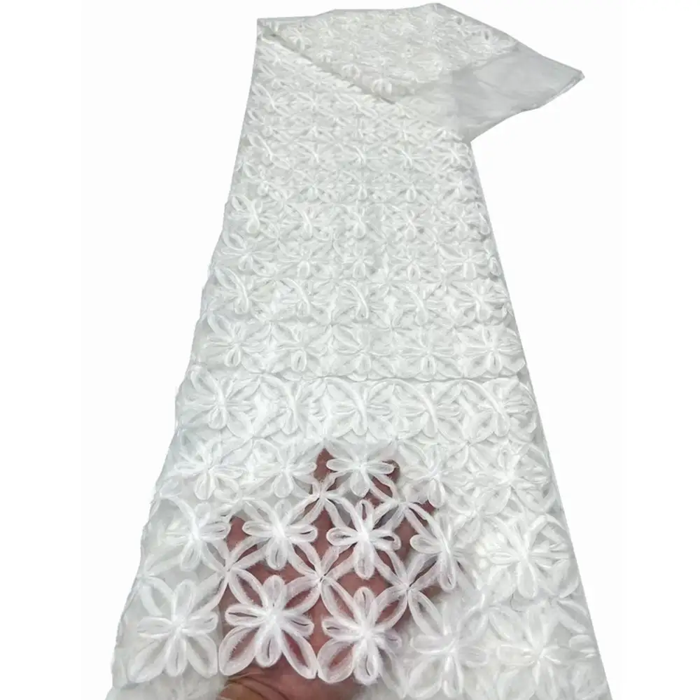 Yeni yüksek dereceli örgü yaprakları zincir bağlantı nakış dantel kumaş fransız nakış kumaş için sevimli prenses elbise