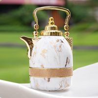 Nouvelle cafetière populaire en plaqué or de style arabe avec doublure en verre, thermos à vide, dallah, chaud et froid