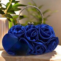 Sac de soirée en satin personnalisé avec fleurs, pochette de mariée, sac à main pour femme, design rose 3D, pour mariage, fête, bal de promo