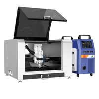 Mesin Pembersih, Pemotong, dan Pengelasan Laser Serat Fungsional All-in-One 800W Kepala Laser Au3tech Tipe Meja CNC HIWIN untuk Logam/Kuningan