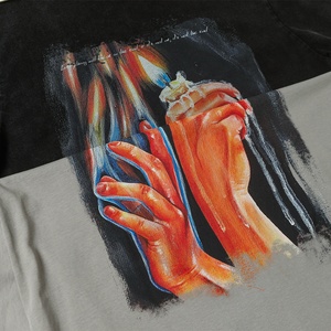 Streetwear Collector's Tee <b>Gothic</b> Prayer Oil Painting Print Enzyme Washed Vintage Finish Regular Fit 100% Cotton Breathable - Product Image 6