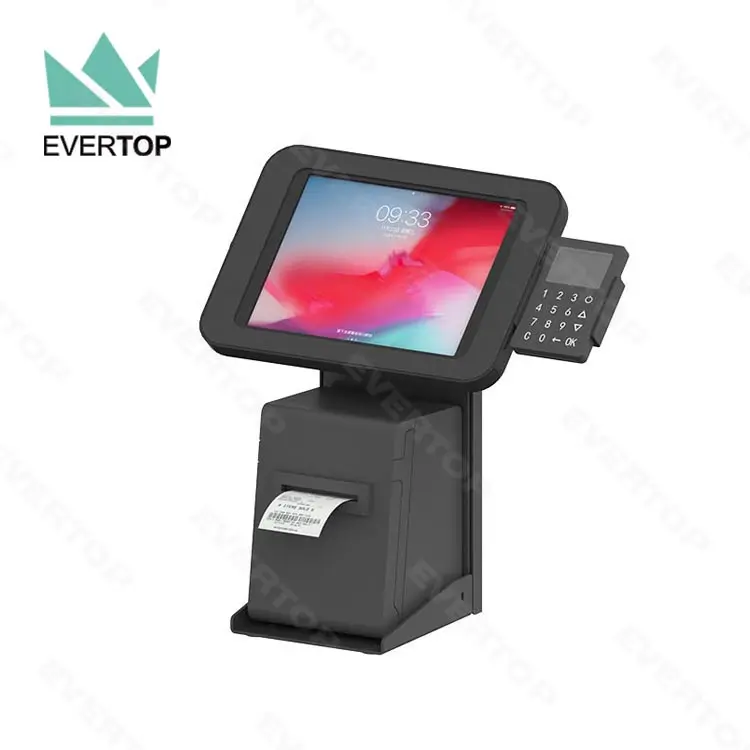 Soporte de soporte POS antirrobo para quiosco de tableta Android, quiosco de pantalla para tableta Android, impresora integrada de bloqueo de tableta Android