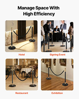 Barrières de contrôle des foules en acier inoxydable 8 pièces, bases creuses, 4 cordes en velours rouge, 4 piliers argentés, diamètre personnalisable, indice de protection IP68