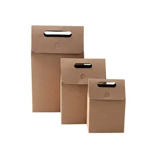 पोर्टेबल सीलिंग हैंडल उपहार पैकिंग बॉक्स ब्लैक क्राफ्ट पेपर रंग अप कैंडी बिस्किट उपहार बैग हाथ से आयोजित