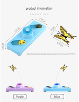 Jouet pour chat électrique automatique écologique en plastique, papillon rotatif lumineux, jeu de poursuite pour chaton, trois en un, clochette à herbe à chat