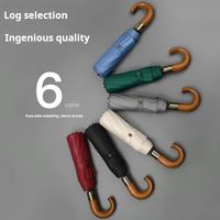 Parapluie pliant automatique créatif anti-rebond avec poignée en bois renforcée de 23 pouces, modèle Custom-H