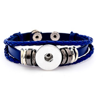 En gros 18mm Botton Snap Bracelet Perlé À La Main Réglable Tressé DIY En Cuir Bouton Pression Bracelet D'amitié