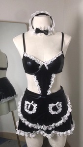 Halloween Role Play Sexy Underwear Sexy Uniform Seduction 5 Piece Set Black and White Strap Underwire Maid Costumes - Product Image 5