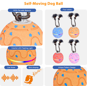 Balle interactive intelligente pour chien, rotation automatique, lumières LED clignotantes, sons d'oiseaux, matériau ETPU, style adorable pour soulager l'ennui - Product Image 3
