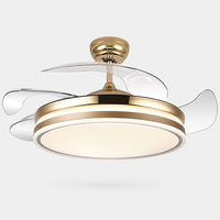 Nouvelle lampe de plafond LED intelligente rétractable invisible de 36/42/48 pouces avec ventilateur et haut-parleur Bluetooth